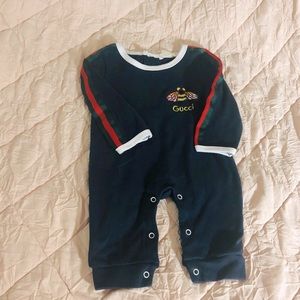 Gucci Baby Onesie 6/9M Navy Blue